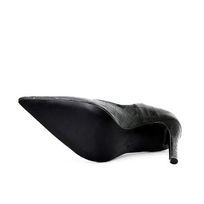Imagem de Sapato feminino scarpin salto alto fino croco