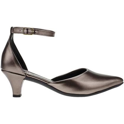 Imagem de Sapato Feminino Scarpin Salto Baixo Bico Fino com Fivela Tornozelo 205-03