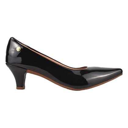 Imagem de Sapato Feminino Scarpin Salto Baixo Social Verniz Preto
