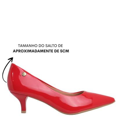Imagem de Sapato Feminino Scarpin Vizzano Salto Baixo Bico Fino 1122828 - Vermelho Verniz - 37