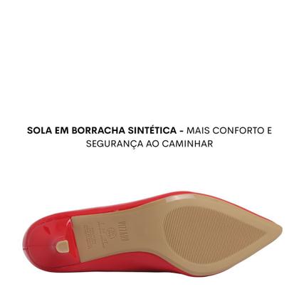 Imagem de Sapato Feminino Scarpin Vizzano Salto Baixo Bico Fino 1122828 - Vermelho Verniz - 37