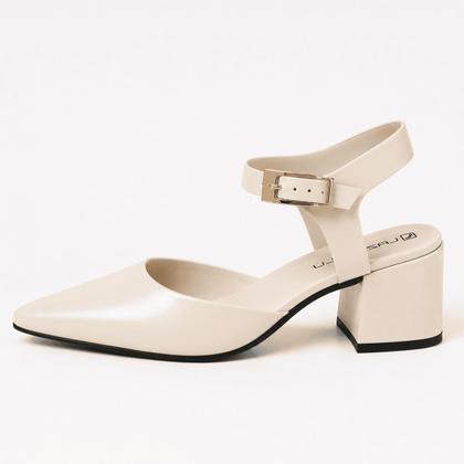 Imagem de Sapato Feminino Slingback Bico Fino Salto Grosso Baixo Scarpin Mule Confortável