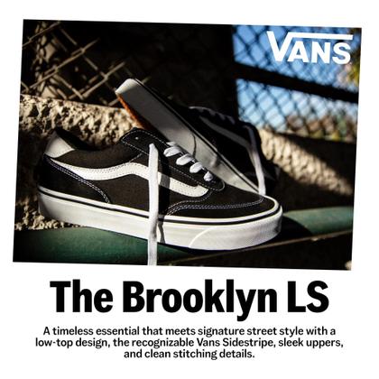 Imagem de Sapato feminino Vans Brooklyn LS preto/branco de cano baixo 6,5 EUA
