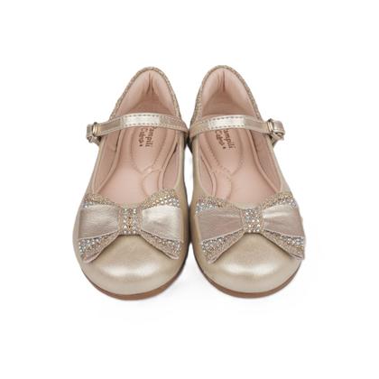 Imagem de Sapato Infantil  Menina Pampili 2 a 9 anos Angel Laço Glitter e Strass Dourado - Mk-100.503