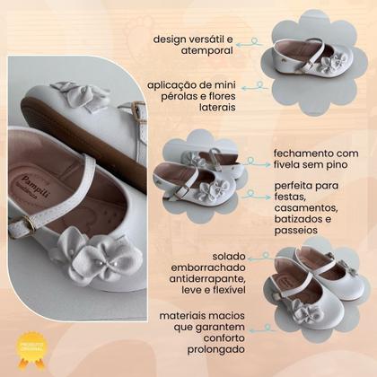 Imagem de Sapato Infantil Pampili Branco Festa Batizado Casamento