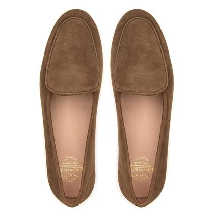 Imagem de Sapato Loafer Feminino em Couro Camurça Clássico Casual