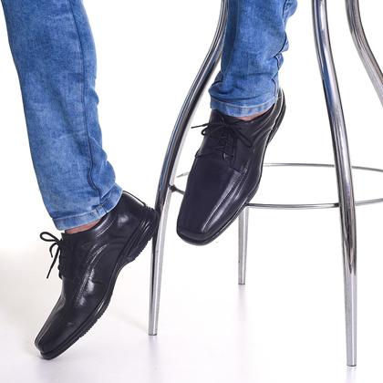 Imagem de Sapato Masculino Confort Moderno Preto Sola Costurada