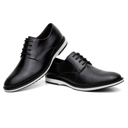 Imagem de Sapato Masculino Derby Couro Cadarço Bico Redondo Clássico