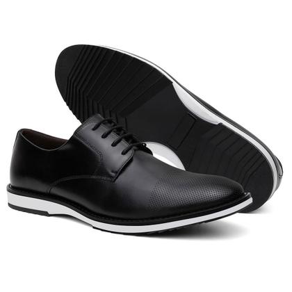 Imagem de Sapato Masculino Derby Couro Cadarço Bico Redondo Clássico