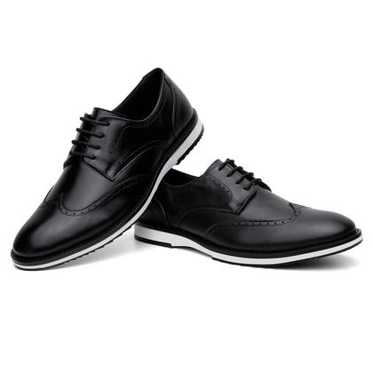 Imagem de Sapato Masculino Derby Couro Cadarço Brogue Casual Moderno