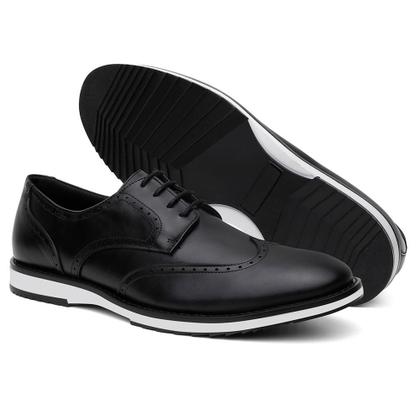 Imagem de Sapato Masculino Derby Couro Cadarço Brogue Casual Moderno