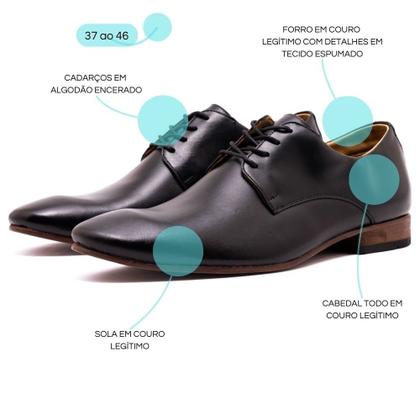 Imagem de Sapato Masculino Derby Social Até 46 Saul Avalon em Couro Preto