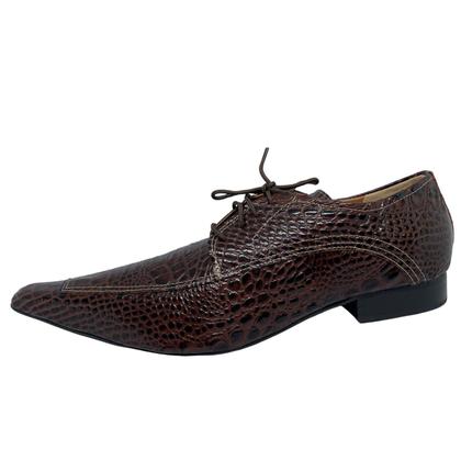 Imagem de Sapato Masculino Italiano Em Couro Marrom Executivo Croco Ref: D608