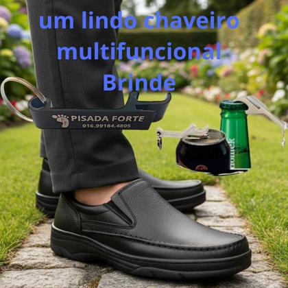 Imagem de Sapato Masculino Social Anatomico Antistress Couro Natural preto Mod2021