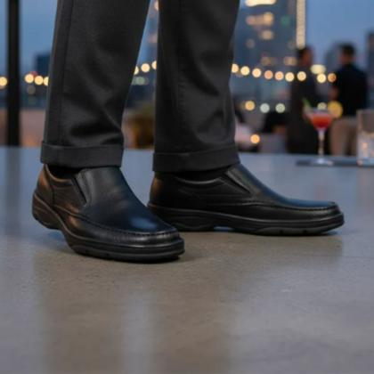 Imagem de Sapato Masculino Social Anatomico Antistress Couro Natural preto Mod2021