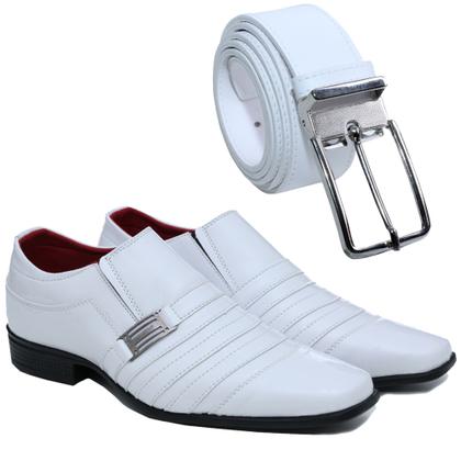 Imagem de Sapato masculino social branco pizzolev + cinto