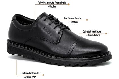 Imagem de Sapato Masculino Social Ferracini 24h Filadélfia Couro Cadarço Redondo Confortável Derby