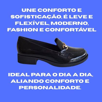 Imagem de  Sapato Mocassim Feminino UltraConforto Verniz Piccadilly - Preto