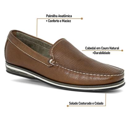 Imagem de Sapato Mocassim Masculino Democrata Ted Casual Couro Conforto