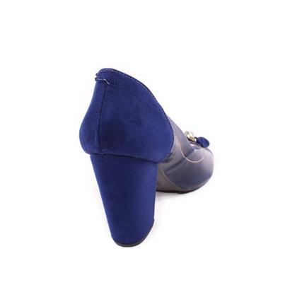 Imagem de Sapato peep toe Salto Alto Bloco em Verniz com Enfeite Laço