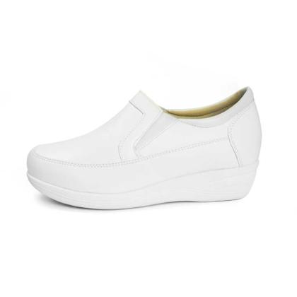 Imagem de Sapato Pierrô feminino ortopédico com elástico couro legítimo cor branco