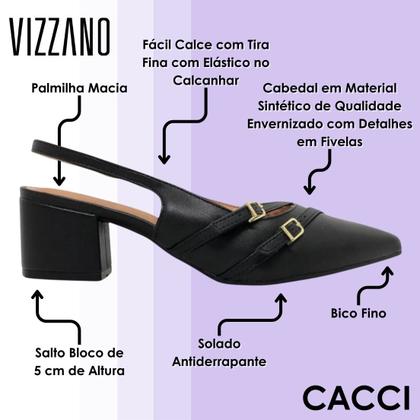 Imagem de Sapato Salto Baixo Feminino Conforto Casual Vizzano