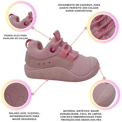 Imagem de Sapato Sapatinho Tênis Bebê Feminino Menina Recém Nascido Bb Baby Aniversário Macio Leve Shoes Kids