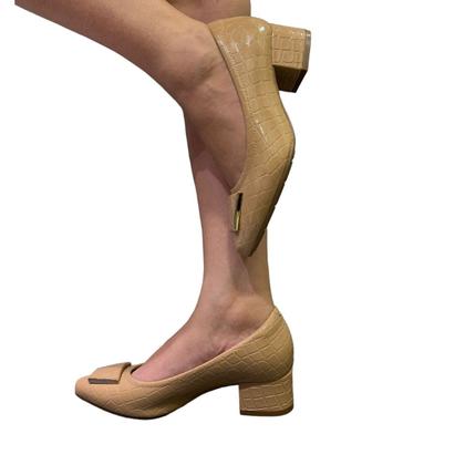 Imagem de Sapato scarpim salto baixo ultraconforto verniz croco modare 