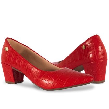 Imagem de Sapato Scarpin Croco Clássico Feminino Bico Fino Salto Alto Bloco 2.02