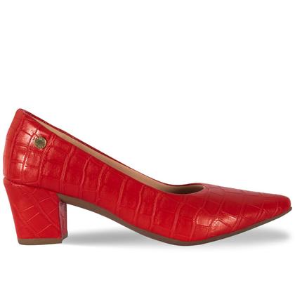 Imagem de Sapato Scarpin Croco Clássico Feminino Bico Fino Salto Alto Bloco 2.02