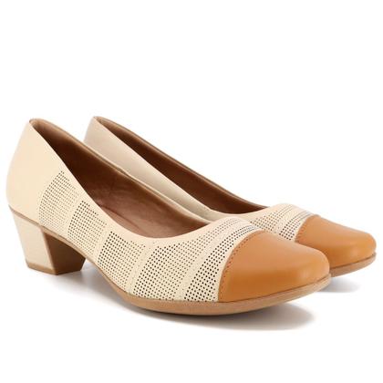Imagem de Sapato Scarpin Em Couro Salto Bloco Usaflex AC3217