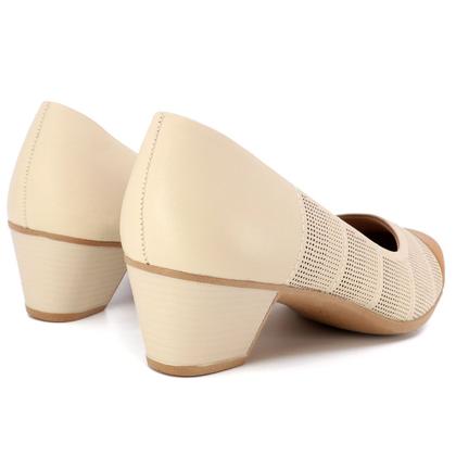 Imagem de Sapato Scarpin Em Couro Salto Bloco Usaflex AC3217