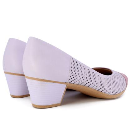 Imagem de Sapato Scarpin Em Couro Salto Bloco Usaflex AC3217