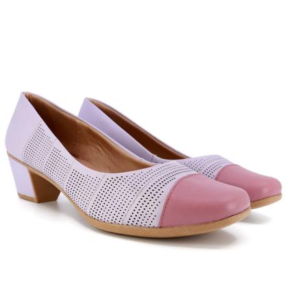 Imagem de Sapato Scarpin Em Couro Salto Bloco Usaflex AC3217