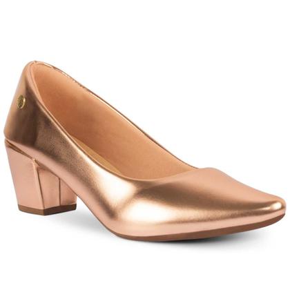 Imagem de Sapato Scarpin Feminino Confort Metalizado Brilho Salto Baixo A2.16