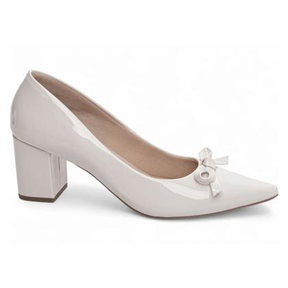 Imagem de Sapato Scarpin Feminino Off White Salto Grosso Baixo 688C