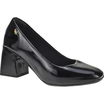 Imagem de Sapato Scarpin Feminino Salto Bloco Bico Quadrado Verniz