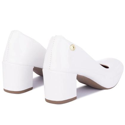 Imagem de Sapato Scarpin Feminino Salto Grosso Bico Quadrado Verniz
