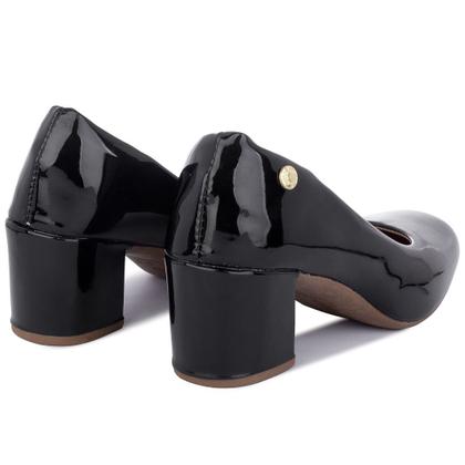 Imagem de Sapato Scarpin Feminino Salto Grosso Bico Quadrado Verniz
