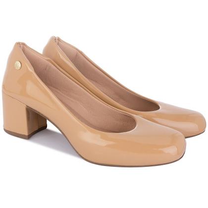 Imagem de Sapato Scarpin Feminino Salto Grosso Bico Quadrado Verniz