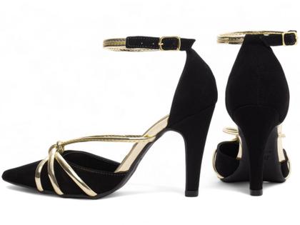 Imagem de Sapato Scarpin Salto Alto Bico Fino Feminino Luxo Premium Preto Torricella
