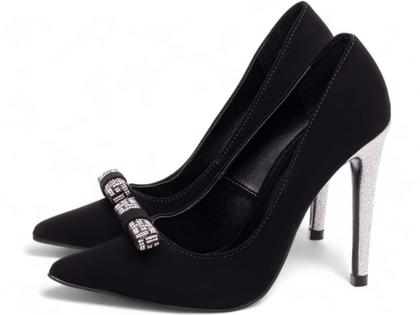 Imagem de Sapato Scarpin Salto Alto Stiletto Bico Fino Feminino 12 cm Nobuck Preto Torricella