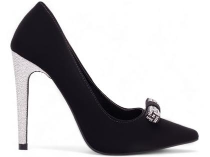 Imagem de Sapato Scarpin Salto Alto Stiletto Bico Fino Feminino 12 cm Nobuck Preto Torricella