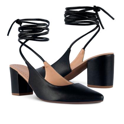 Imagem de Sapato Scarpin Salto Grosso Feminino Com Amarração Conforto