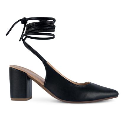 Imagem de Sapato Scarpin Salto Grosso Feminino Com Amarração Conforto