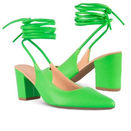 Imagem de Sapato Scarpin Salto Grosso Feminino Com Amarração Conforto