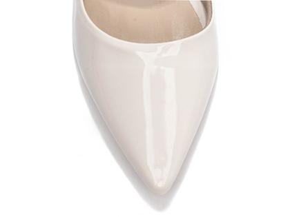 Imagem de Sapato Scarpin Salto Médio Baixo Grosso Bico Fino 6,5cm Off White Branco Torricella