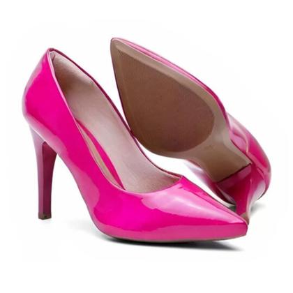 Imagem de Sapato Scarpin Verniz Salto Alto Fino Leve Conforto Classico