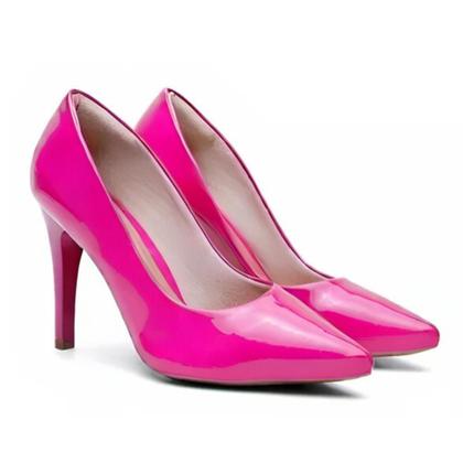 Imagem de Sapato Scarpin Verniz Salto Alto Fino Leve Conforto Classico