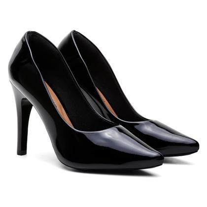 Imagem de Sapato Scarpin Verniz Salto Alto Fino Leve Conforto Classico